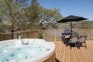 Enjoy the amazing views whilst in the bubbling hot tub.