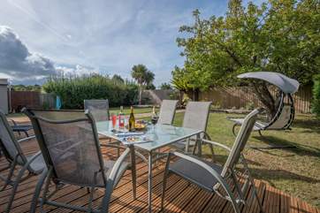 The secure garden with decking is perfect for families
