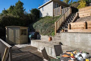 This shows the middle level of the terraced garden, a gate is to be fitted at the top of the stairs to the left of the photo.