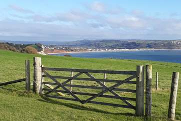 Pause for a rest along the coastal path - this is a view of Seaton, the next village along the coast from Beer.