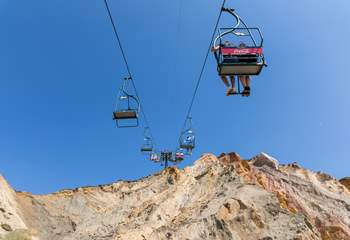 The famous chair lift takes you from the Needles to the beach below.
