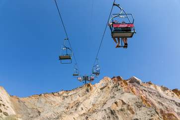 The famous chair lift takes you from the Needles to the beach below.