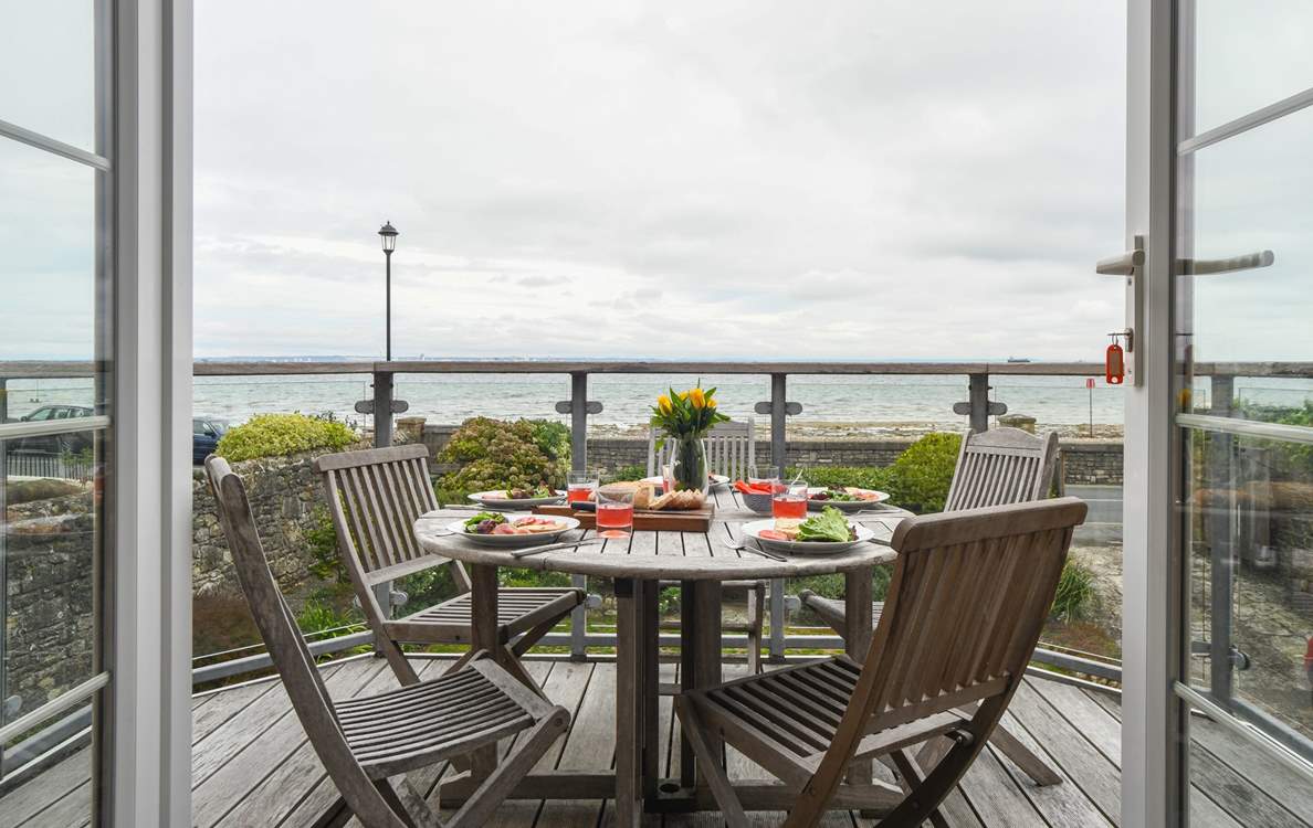 Dine al fresco with a superb view across the Solent.