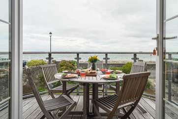 Dine al fresco with a superb view across the Solent.