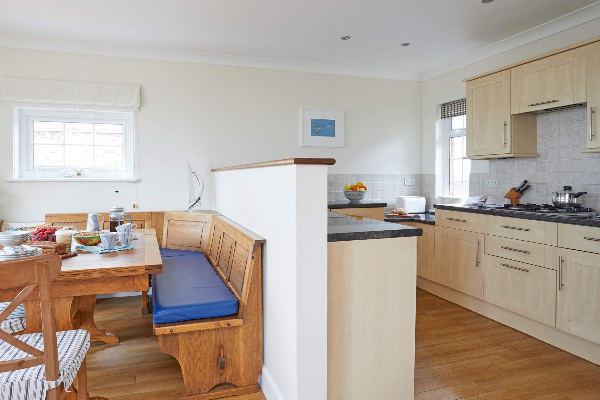 Sociable holiday dining. 