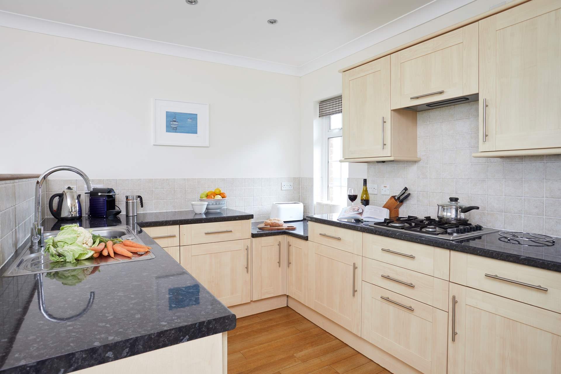 Cook up a storm in the well equipped kitchen.