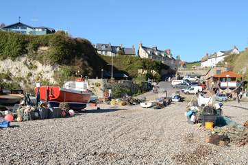 The delightful beach at nearby Beer, where fish are brought onto the beach, you can buy the catch of the day in the wet fish shop there.