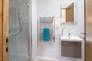The en suite for bedroom 2, with cosy under-floor heating.