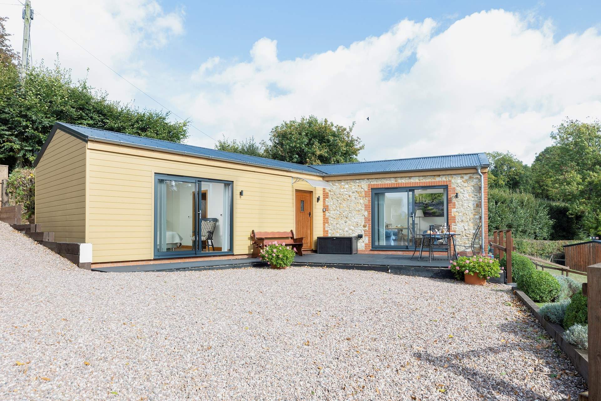 Cider Barn has a lovely view across the valley, the enclosed garden has a stock fence to keep little ones safe.