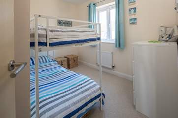 Bedroom 3 has bunk-beds. The top bunk is only recommended for children under the age of 14.