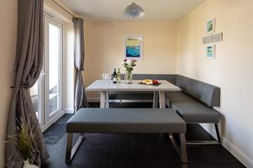 Dining in the kitchen at this fabulous table makes enjoying any meal a pleasure.