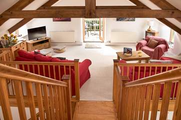 The barn has a unique design - the stairs from bedroom 3 leading down to the sitting-room.