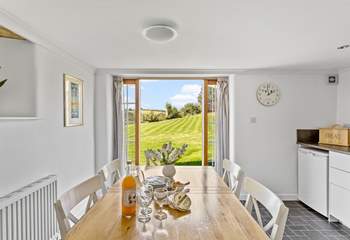 Double doors overlook the owners' garden which you are welcome to wander around.