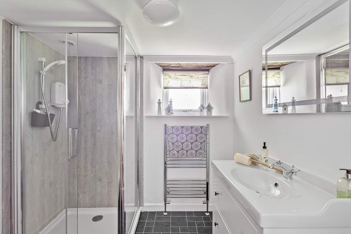 The stylish shower-room on the ground floor, next to the kitchen/dining-room.