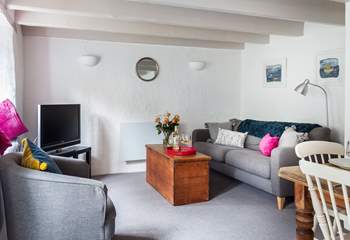 The cosy living space at Rose Cottage. 
