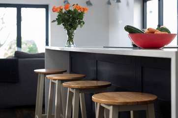 Pull up a pew to have mealtimes at the breakfast-bar or to enjoy a glass of wine whilst you keep the cook entertained.