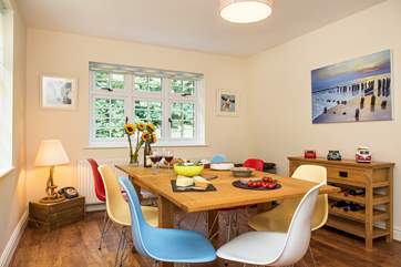 Everyone can enjoy mealtimes together gathered in the dining-room.
