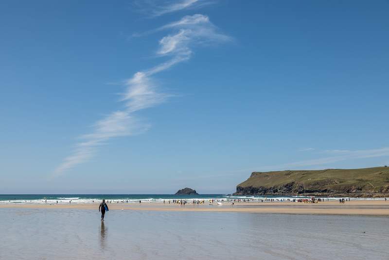 The beach at Polzeath is simply glorious and a favourite with surfers and families alike.