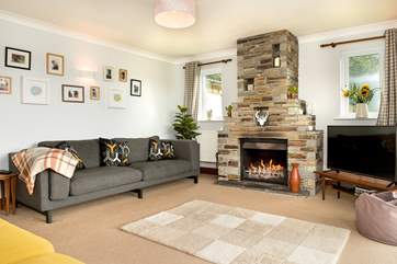 The open fire will be a welcome sight on chillier evenings.