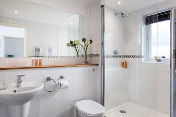 The family shower-room, located on the ground floor is so light and bright.