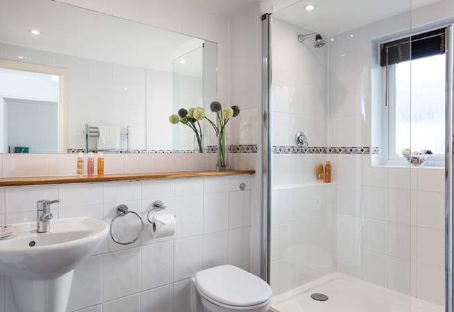 The family shower-room, located on the ground floor is so light and bright.
