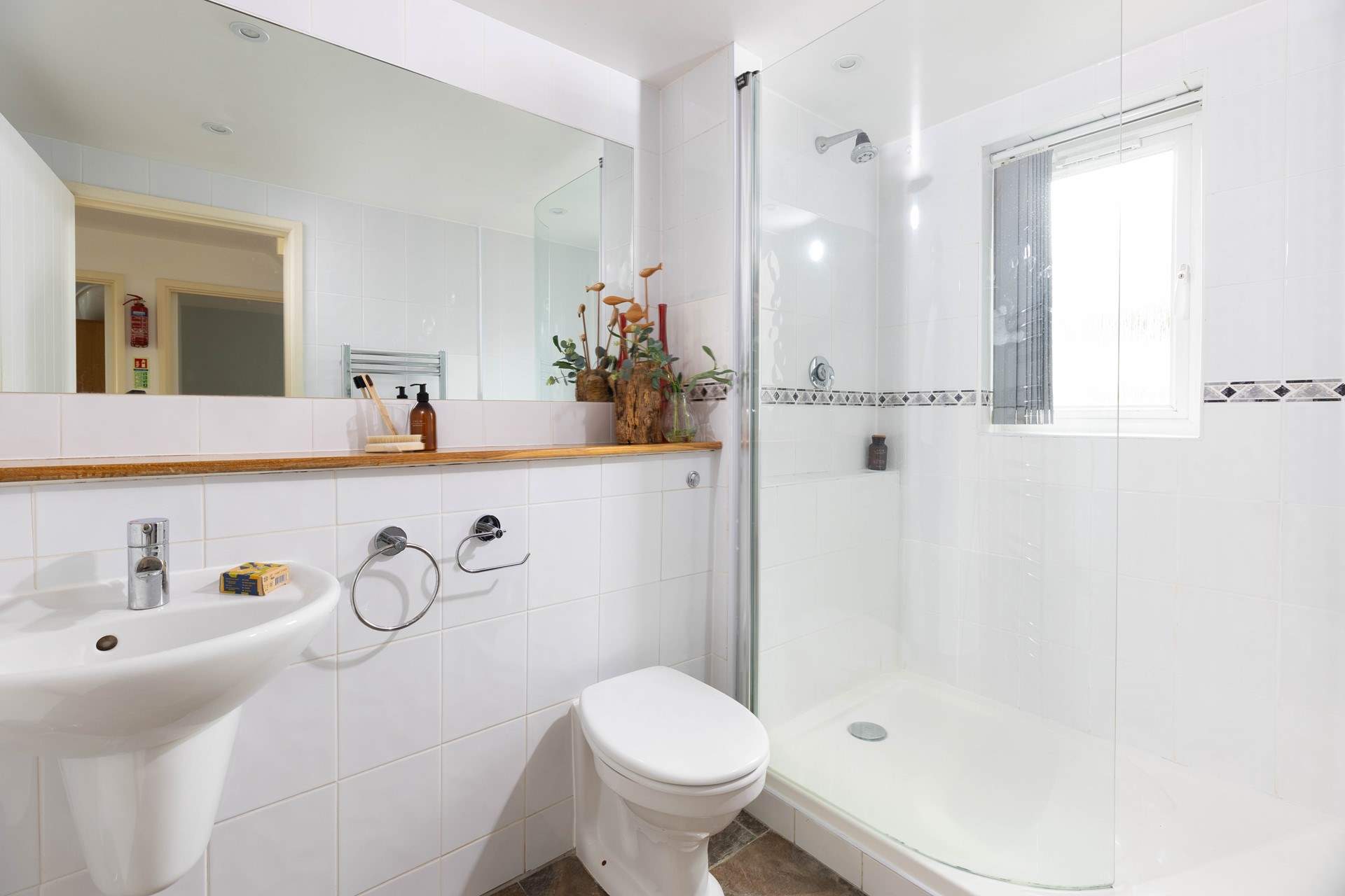 The family shower-room has a large shower to wash those salty locks. 