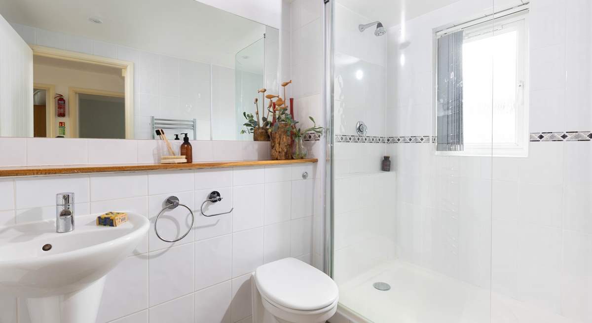 The family shower room has a large shower to wash those salty locks. 