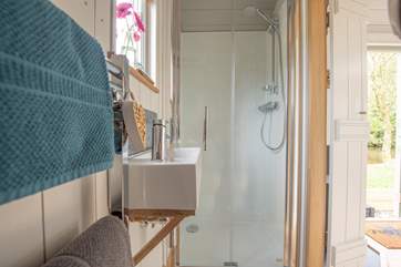 The en suite shower-room puts the glam into glamping.