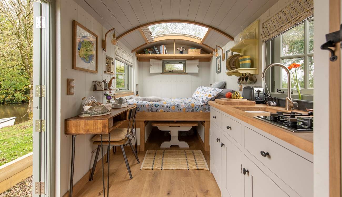 The clever fold-down bed allows you to make the most of this unique space. 