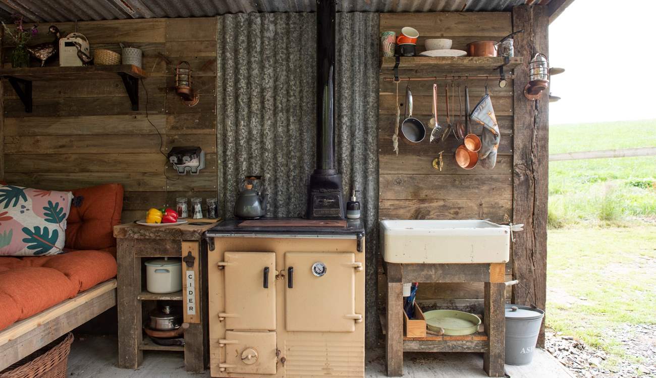 There's a solid fuel Rayburn for cooking, toasting marshmallows and providing warmth. 