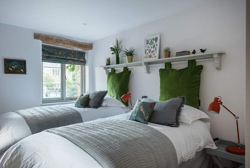 Bedroom 4 is so inviting. These 3 foot single beds can be configured together to transform into a super-king size double.