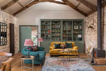 Looking down towards the seating-area and second living-area from the kitchen. What a glorious space!