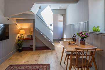 The kitchen and living area links nicely, creating a lovely open space to relax in.