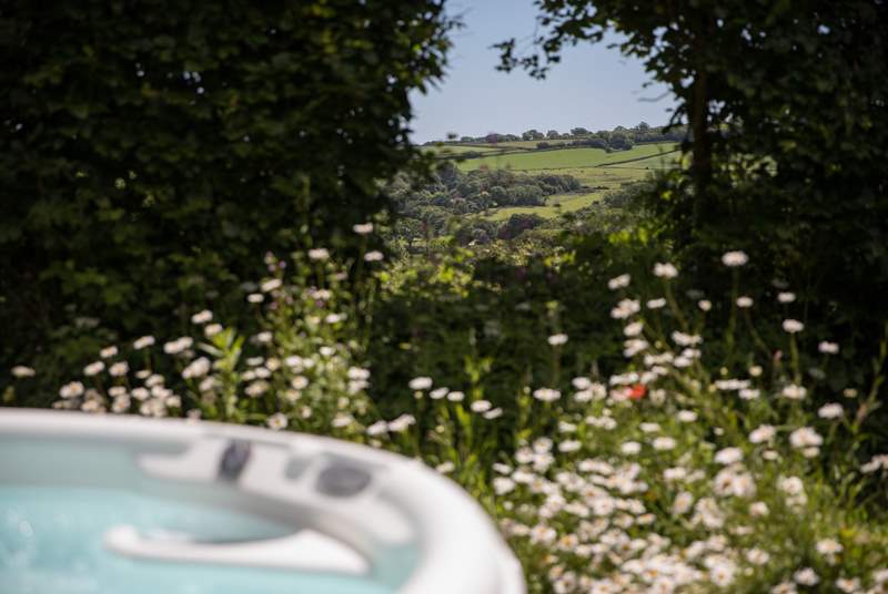What a beautiful view! This special view complements your time within the bubbling hot tub.