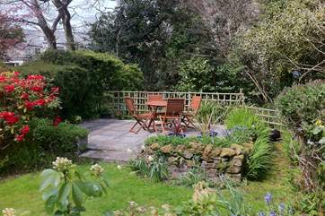 The secret garden is such a sun-trap (please take care by the stream).