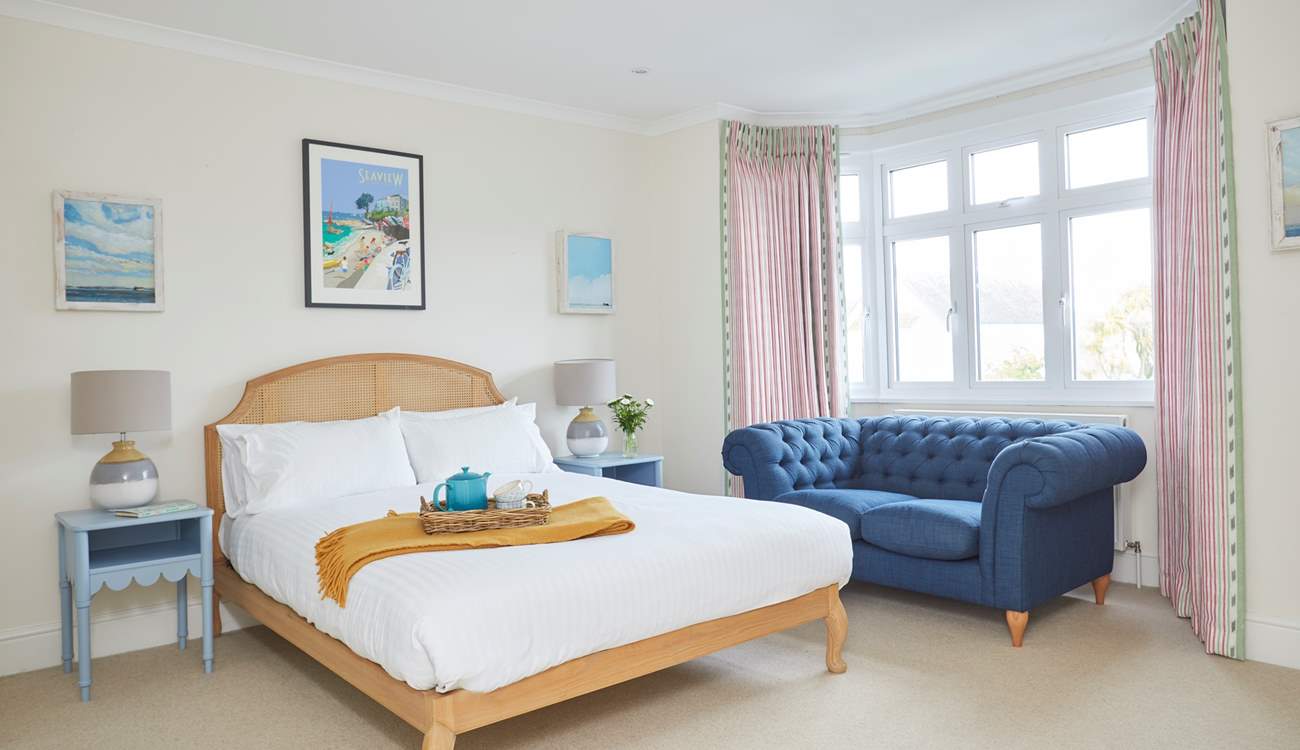 The light and airy first floor bedroom with king-size bed.