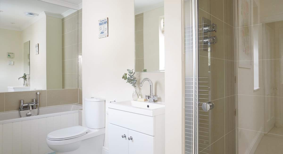 First floor family bathroom with separate shower.