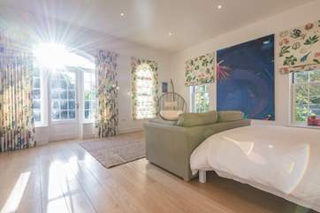 The ground floor bedroom, situated at the far end of the house with king-size bed