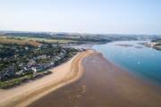 An aerial view of Instow with Appledore across the estuary.
