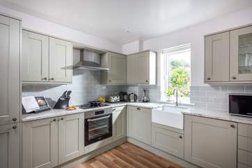 The kitchen is lovely and light.