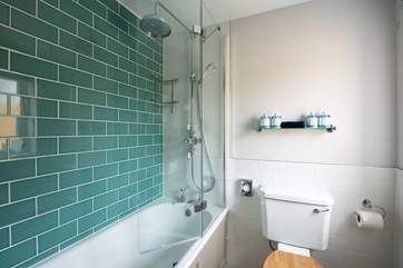 This bedroom has a lovely bathroom.
