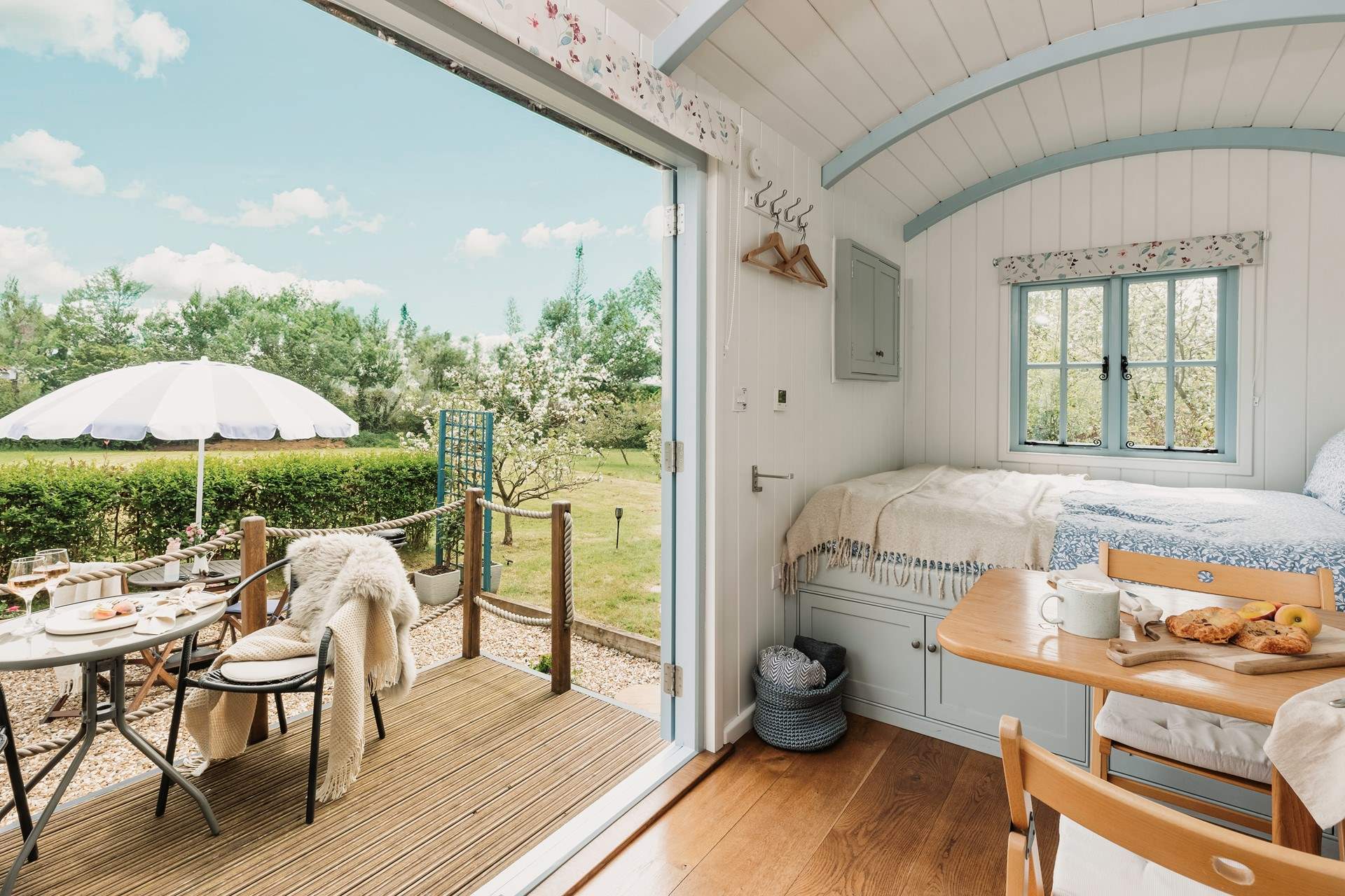 Open the French doors to welcome the outdoors in. 