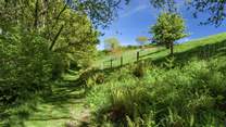 One of many footpaths leading directly from the grounds of Larch Barn.