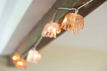 Pretty lights in the single bedroom.