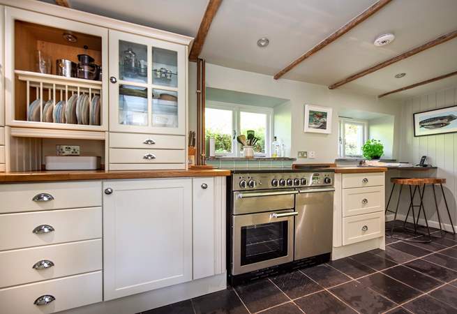 The charming, country-style kitchen...