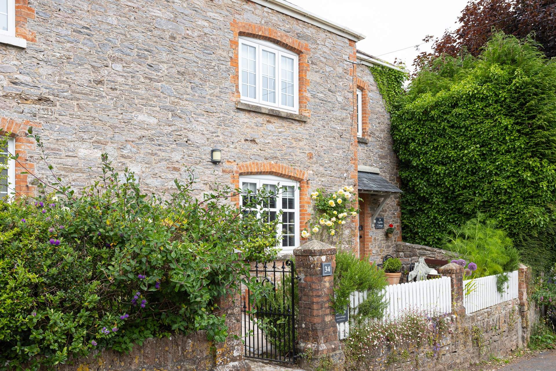 The front terrace. The entrance to Agatha Cottage is to the right.