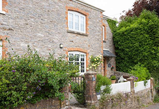 The front terrace. The entrance to Agatha Cottage is to the right.