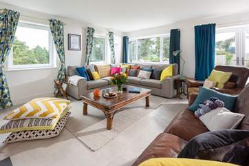 The sitting-room is filled with colour.