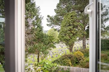 The quiet view over the churchyard.
