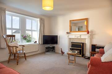 The sitting-room enjoys views out across to the Castle.